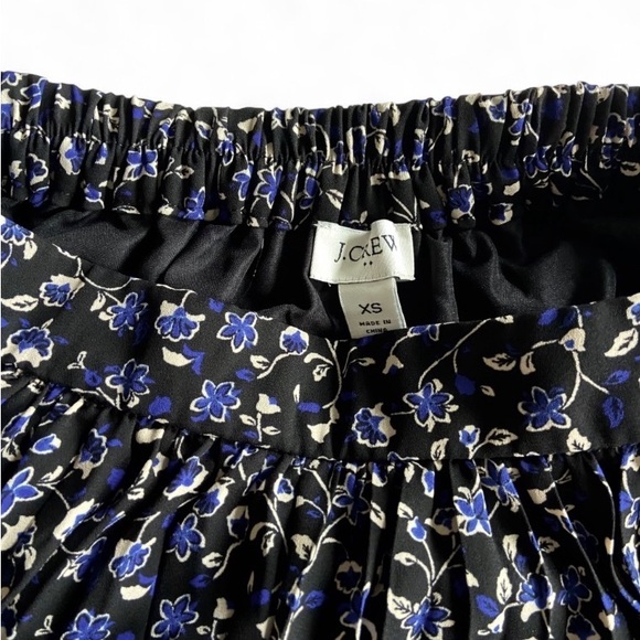 J. Crew Black Pleated Midi Skirt with Blue Floral Print - Picture 4 of 4